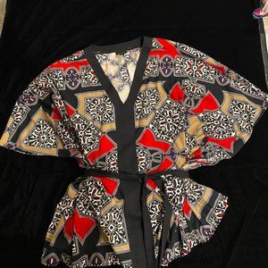 Vintage Nicole tunic, M, Multi Color Black/Red